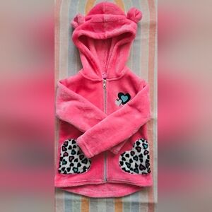 Girls (4) Plush Pink Bear Ear Hooded Jacket
